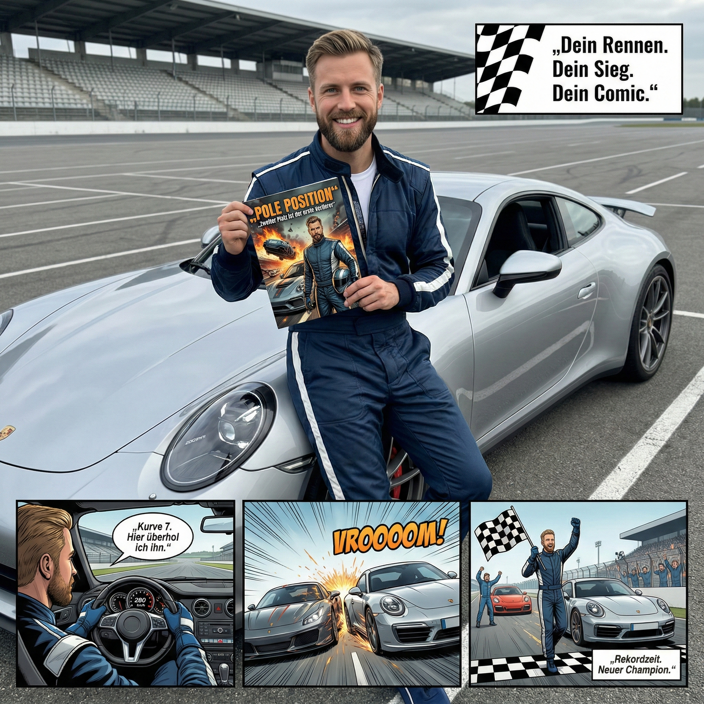 Rennfahrer-Comic